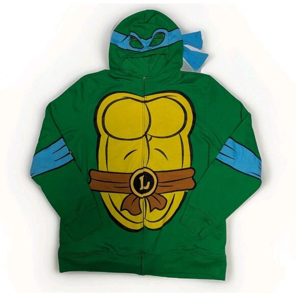 Nick TMNT Teenage Mutant Ninja Turtles Leonardo Hoodie Mask Costume Kids XL 2014 - Picture 1 of 5